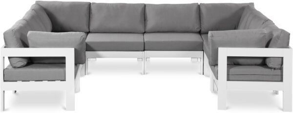 Nizuc 120" Water Resistant Fabric Upholstered Outdoor Patio 8pc. Modular Sectional