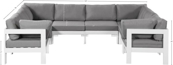 Nizuc 120" Water Resistant Fabric Upholstered Outdoor Patio 8pc. Modular Sectional