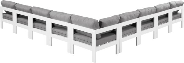 Nizuc 150" Water Resistant Fabric Upholstered Outdoor Patio 9pc. Modular Sectional