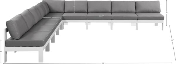 Nizuc 150" Water Resistant Fabric Upholstered Outdoor Patio 9pc. Modular Sectional