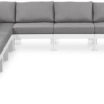 Nizuc 150" Water Resistant Fabric Upholstered Outdoor Patio 9pc. Modular Sectional