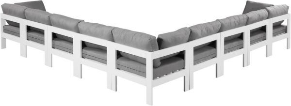 Nizuc 150" Water Resistant Fabric Upholstered Outdoor Patio 9pc. Modular Sectional
