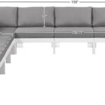 Nizuc 150" Water Resistant Fabric Upholstered Outdoor Patio 9pc. Modular Sectional