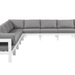 Nizuc 150" Water Resistant Fabric Upholstered Outdoor Patio 9pc. Modular Sectional