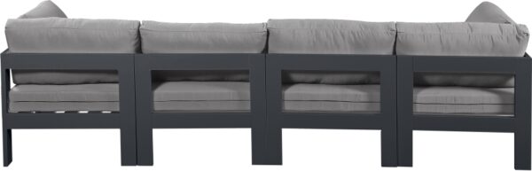 Nizuc 120" Water Resistant Fabric Upholstered Outdoor Patio 4pc. Modular Sofa