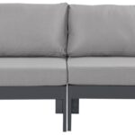 Nizuc 120" Water Resistant Fabric Upholstered Outdoor Patio 4pc. Modular Sofa