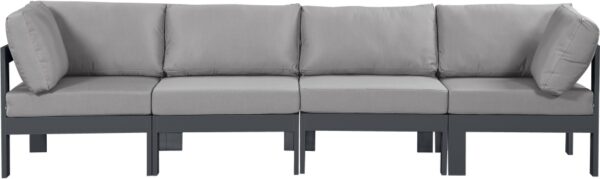 Nizuc 120" Water Resistant Fabric Upholstered Outdoor Patio 4pc. Modular Sofa