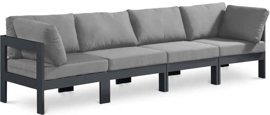 Nizuc 120" Water Resistant Fabric Upholstered Outdoor Patio 4pc. Modular Sofa
