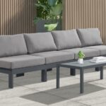 Nizuc 120" Water Resistant Fabric Upholstered Outdoor Patio 4pc. Armless Modular Sofa