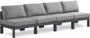 Nizuc 120" Water Resistant Fabric Upholstered Outdoor Patio 4pc. Armless Modular Sofa