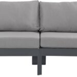 Nizuc 120" Water Resistant Fabric Upholstered Outdoor Patio 4pc. Armless Modular Sofa