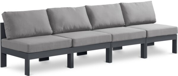Nizuc 120" Water Resistant Fabric Upholstered Outdoor Patio 4pc. Armless Modular Sofa