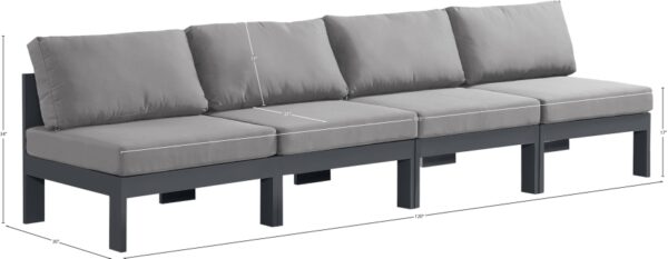 Nizuc 120" Water Resistant Fabric Upholstered Outdoor Patio 4pc. Armless Modular Sofa