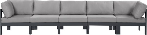 Nizuc 150" Water Resistant Fabric Upholstered Outdoor Patio 5pc. Modular Sofa