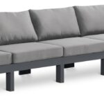 Nizuc 150" Water Resistant Fabric Upholstered Outdoor Patio 5pc. Armless Modular Sofa