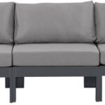 Nizuc 150" Water Resistant Fabric Upholstered Outdoor Patio 5pc. Armless Modular Sofa