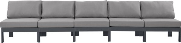 Nizuc 150" Water Resistant Fabric Upholstered Outdoor Patio 5pc. Armless Modular Sofa