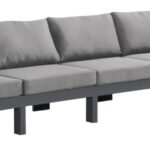 Nizuc 150" Water Resistant Fabric Upholstered Outdoor Patio 5pc. Armless Modular Sofa