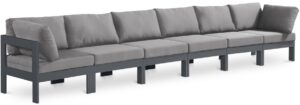 Nizuc 180" Water Resistant Fabric Upholstered Outdoor Patio 6pc. Modular Sofa