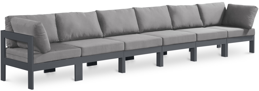 Nizuc 180" Water Resistant Fabric Upholstered Outdoor Patio 6pc. Modular Sofa
