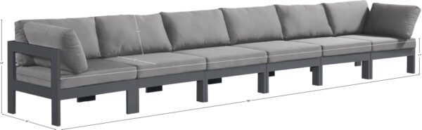 Nizuc 180" Water Resistant Fabric Upholstered Outdoor Patio 6pc. Modular Sofa