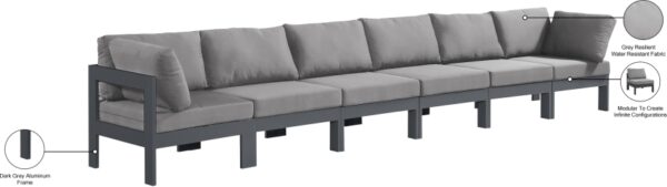 Nizuc 180" Water Resistant Fabric Upholstered Outdoor Patio 6pc. Modular Sofa