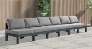 Nizuc 180" Water Resistant Fabric Upholstered Outdoor Patio 6pc. Armless Modular Sofa