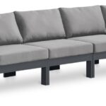 Nizuc 180" Water Resistant Fabric Upholstered Outdoor Patio 6pc. Armless Modular Sofa
