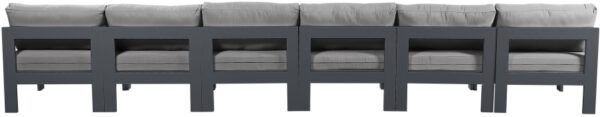 Nizuc 180" Water Resistant Fabric Upholstered Outdoor Patio 6pc. Armless Modular Sofa