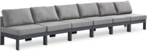 Nizuc 180" Water Resistant Fabric Upholstered Outdoor Patio 6pc. Armless Modular Sofa