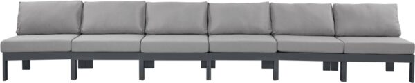 Nizuc 180" Water Resistant Fabric Upholstered Outdoor Patio 6pc. Armless Modular Sofa