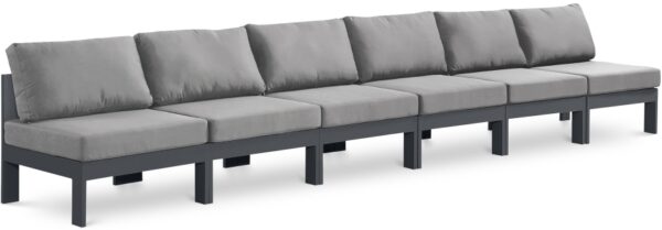 Nizuc 180" Water Resistant Fabric Upholstered Outdoor Patio 6pc. Armless Modular Sofa