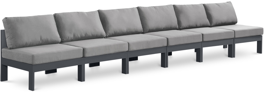 Nizuc 180" Water Resistant Fabric Upholstered Outdoor Patio 6pc. Armless Modular Sofa