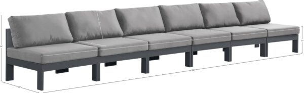 Nizuc 180" Water Resistant Fabric Upholstered Outdoor Patio 6pc. Armless Modular Sofa