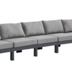 Nizuc 180" Water Resistant Fabric Upholstered Outdoor Patio 6pc. Armless Modular Sofa