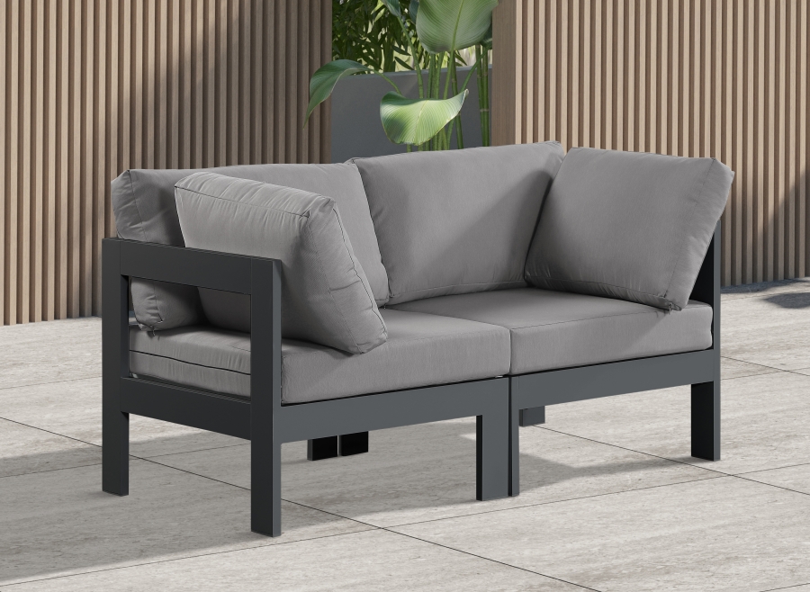 Nizuc 60" Water Resistant Fabric Upholstered Outdoor Patio 2pc. Modular Loveseat