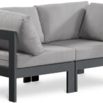 Nizuc 60" Water Resistant Fabric Upholstered Outdoor Patio 2pc. Modular Loveseat