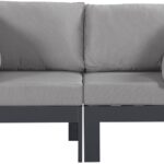 Nizuc 60" Water Resistant Fabric Upholstered Outdoor Patio 2pc. Modular Loveseat