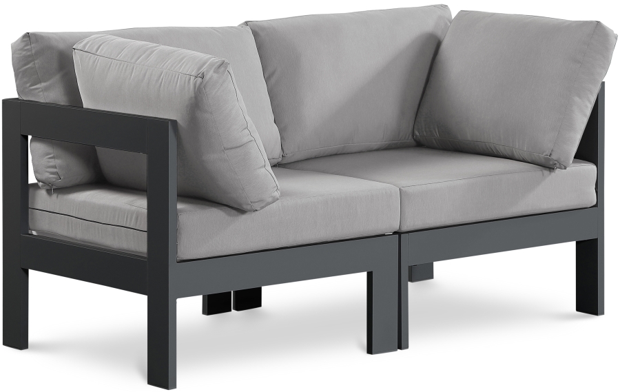 Nizuc 60" Water Resistant Fabric Upholstered Outdoor Patio 2pc. Modular Loveseat