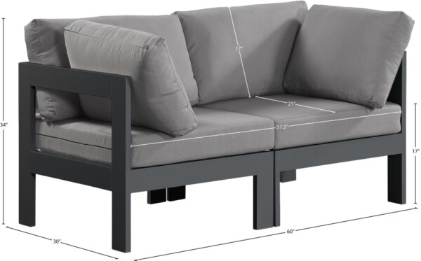 Nizuc 60" Water Resistant Fabric Upholstered Outdoor Patio 2pc. Modular Loveseat