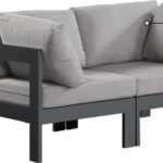 Nizuc 60" Water Resistant Fabric Upholstered Outdoor Patio 2pc. Modular Loveseat