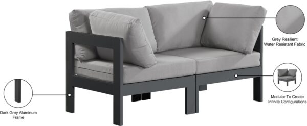 Nizuc 60" Water Resistant Fabric Upholstered Outdoor Patio 2pc. Modular Loveseat
