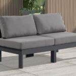 Nizuc 60" Water Resistant Fabric Upholstered Outdoor Patio 2pc. Armless Modular Loveseat