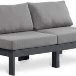 Nizuc 60" Water Resistant Fabric Upholstered Outdoor Patio 2pc. Armless Modular Loveseat