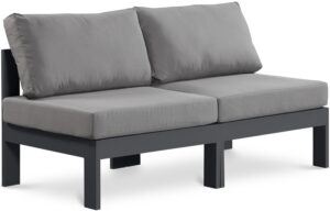 Nizuc 60" Water Resistant Fabric Upholstered Outdoor Patio 2pc. Armless Modular Loveseat