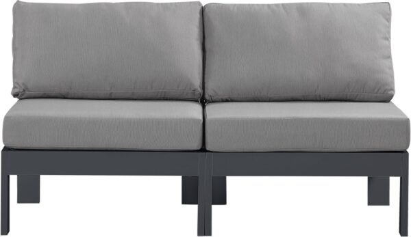 Nizuc 60" Water Resistant Fabric Upholstered Outdoor Patio 2pc. Armless Modular Loveseat