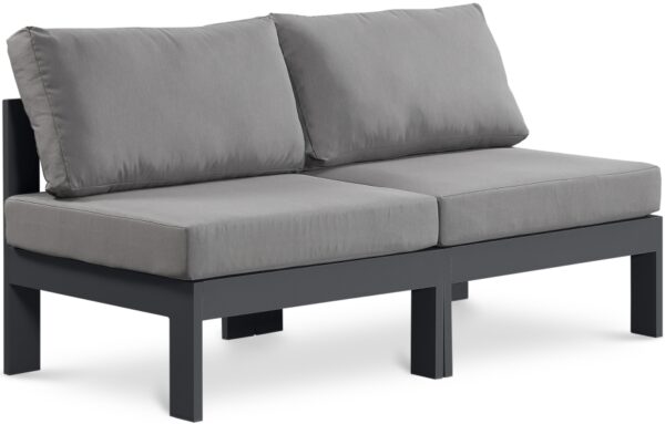 Nizuc 60" Water Resistant Fabric Upholstered Outdoor Patio 2pc. Armless Modular Loveseat