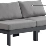 Nizuc 60" Water Resistant Fabric Upholstered Outdoor Patio 2pc. Armless Modular Loveseat
