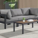 Nizuc 90" Water Resistant Fabric Upholstered Outdoor Patio 3pc. Modular Sofa