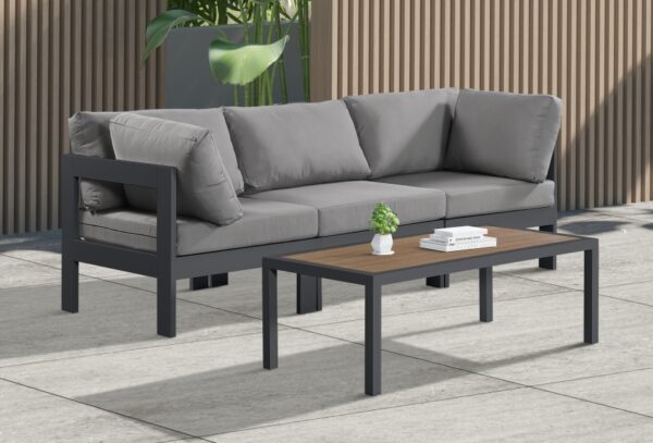 Nizuc 90" Water Resistant Fabric Upholstered Outdoor Patio 3pc. Modular Sofa